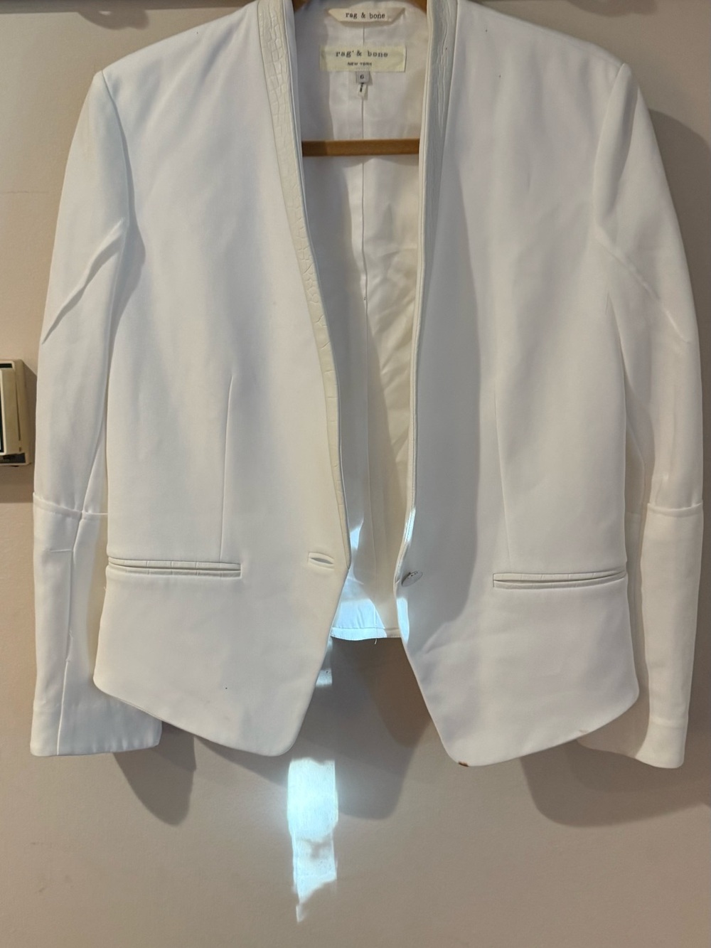 rag & bone White Open-Front Tailored Blazer